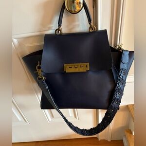 NWT.  Zac Posen Eartha bag. Deep navy blue Leather. Beautiful bag and statement.